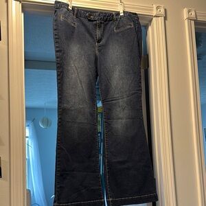Lane Bryant Blue Flare Jeans with Wide Leg Design